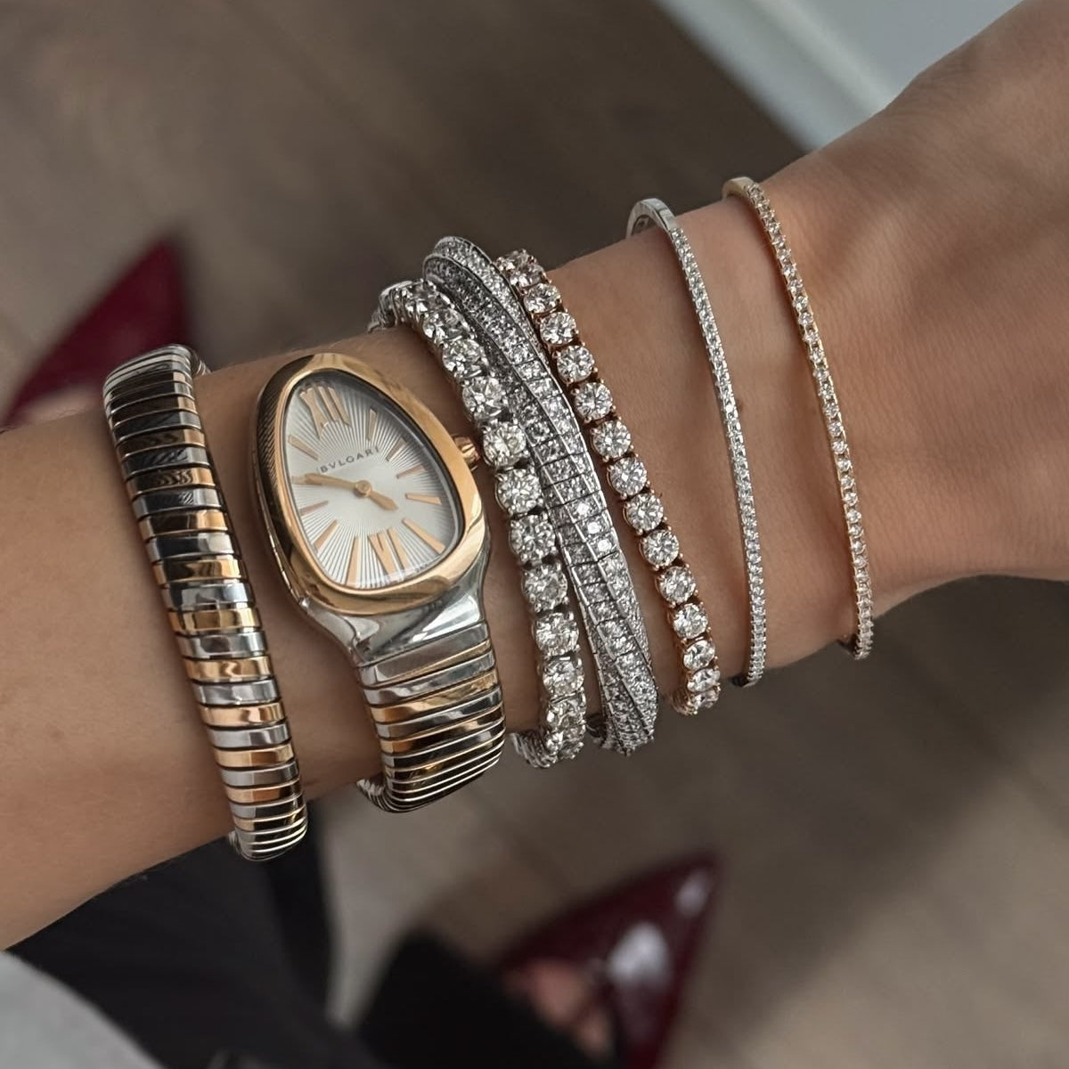 Sparkle & Stack: How to Layer Diamond Bracelets with Your Watch for a Trendy Look
