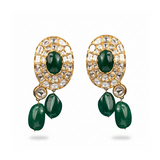 Oval Polki Emerald Earrings